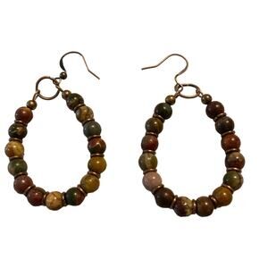 Hollow Droplet Shape Colorful Beads Decor Dangle Earrings Retro Boho Style NEW